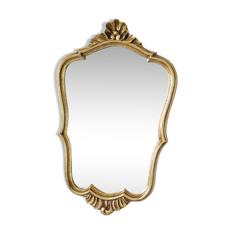 Rocaille mirror Louis XV style gilded with vintage gold leaf