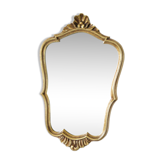 Miroir Rocaille style Louis XV doré à la feuille d'or vintage