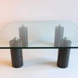 1980s marble and glass coffee table