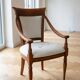 Antique office set: wooden table and matching armchair.