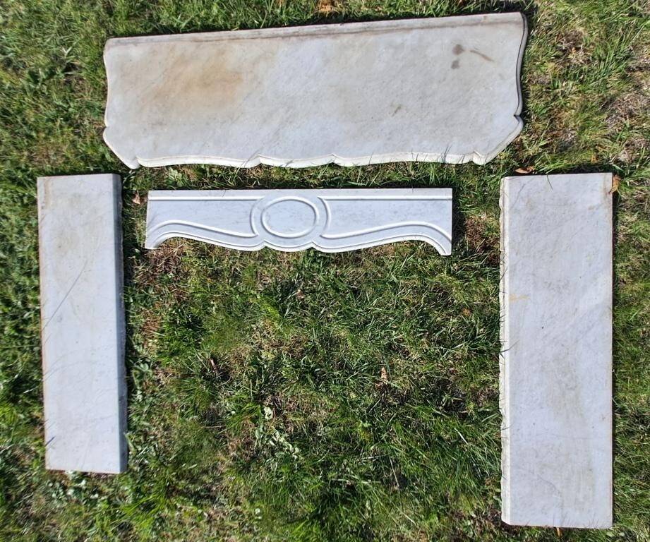 White marble fireplace mantel