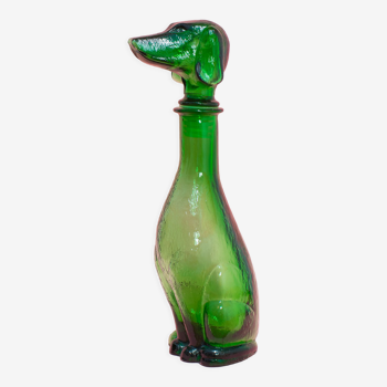Green glass dog bottle