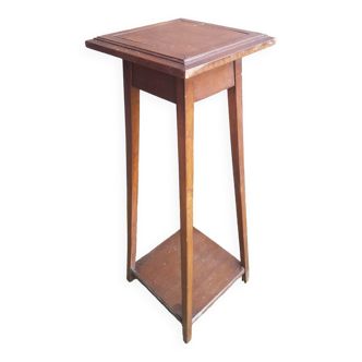 Bolster wooden side table with vintage compass feet