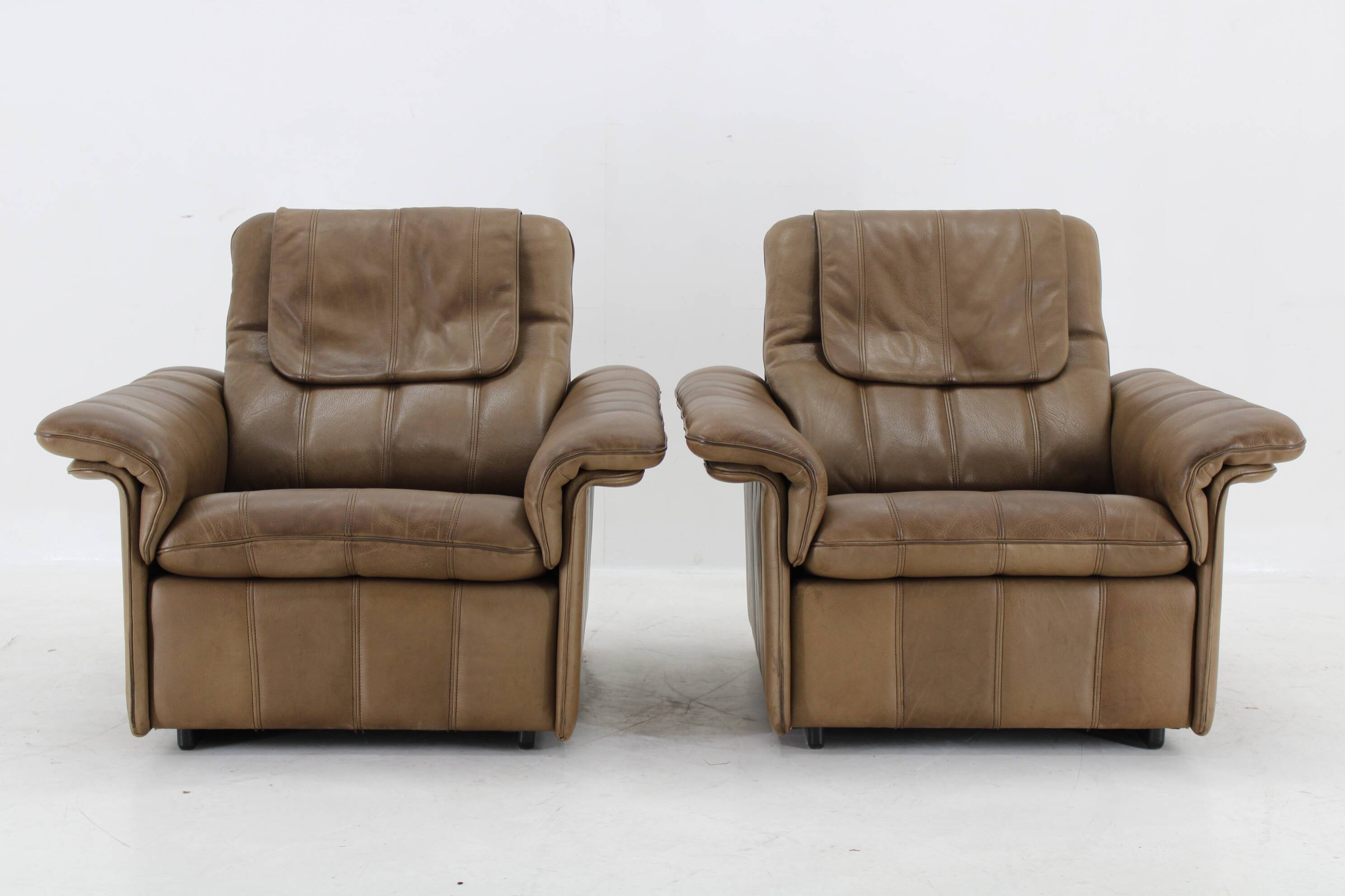 1970s Pair of Exclusive De sede Buffalo Leather Armchairs, Switzerland