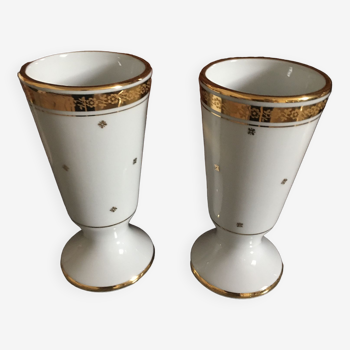 Pair of mazagrans in Limoges porcelain