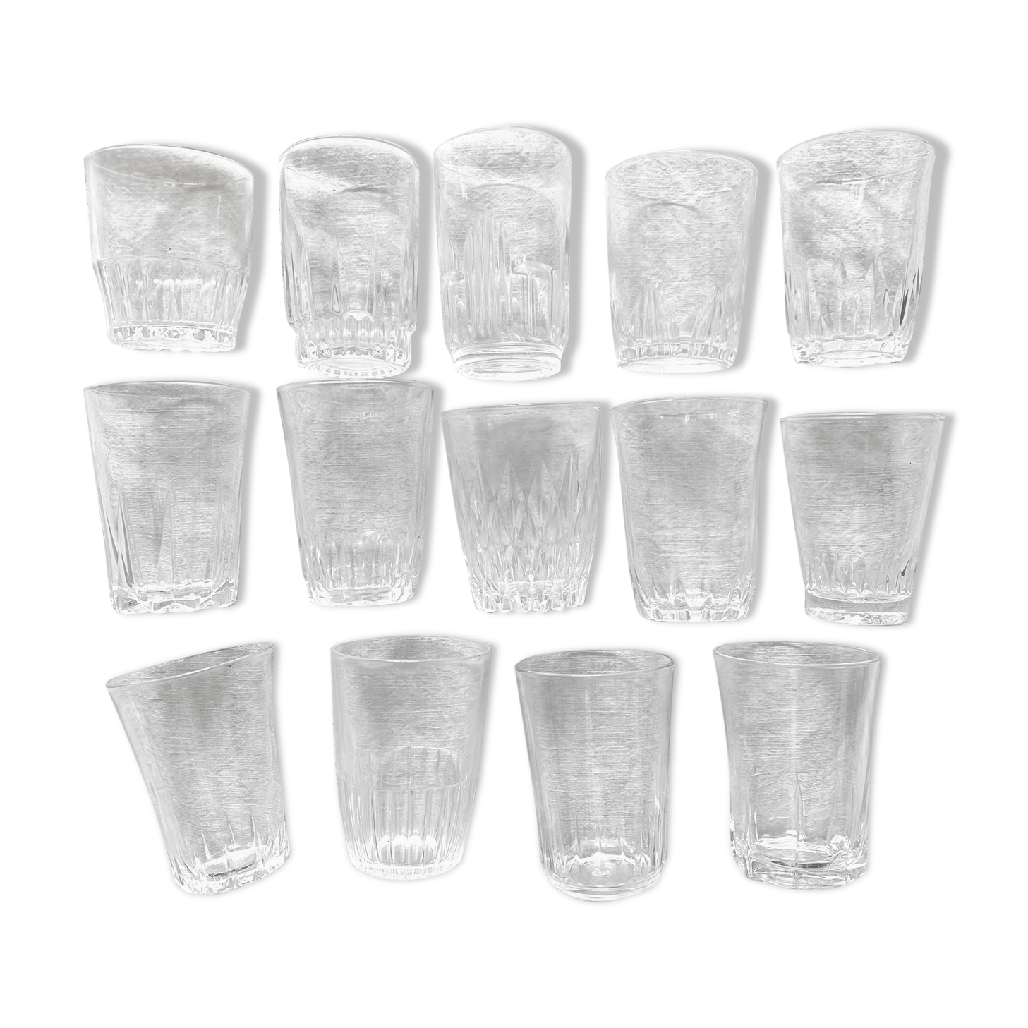 Mismatched vintage water glasses