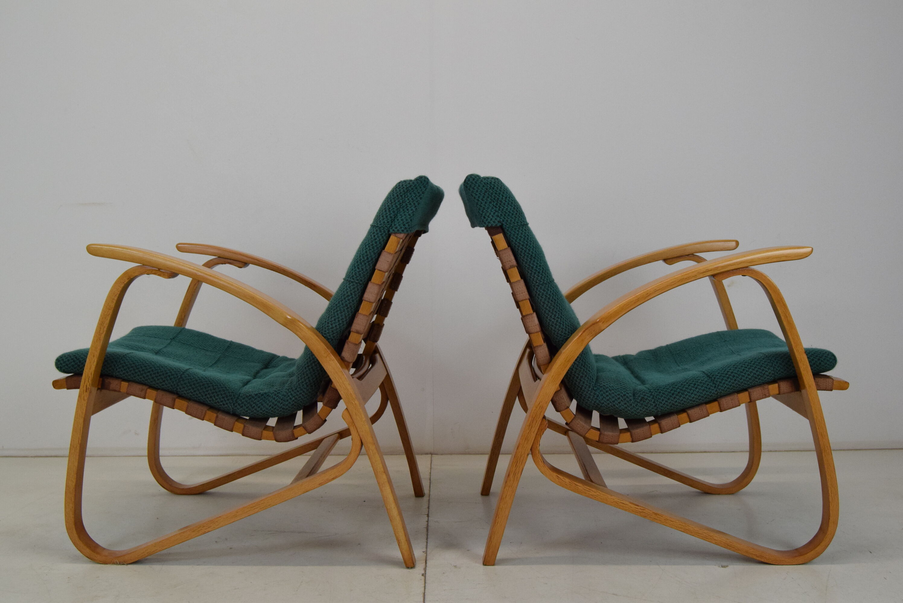 Pair of Bent Beechwood Armchairs,Design Jan Vaněk,1930's.
