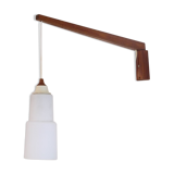 Scandinavian wall lamp "gallows" in wood and opaline 1960