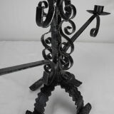 Antique wrought iron candlestick, brutalist candle holder, vintage candlestick