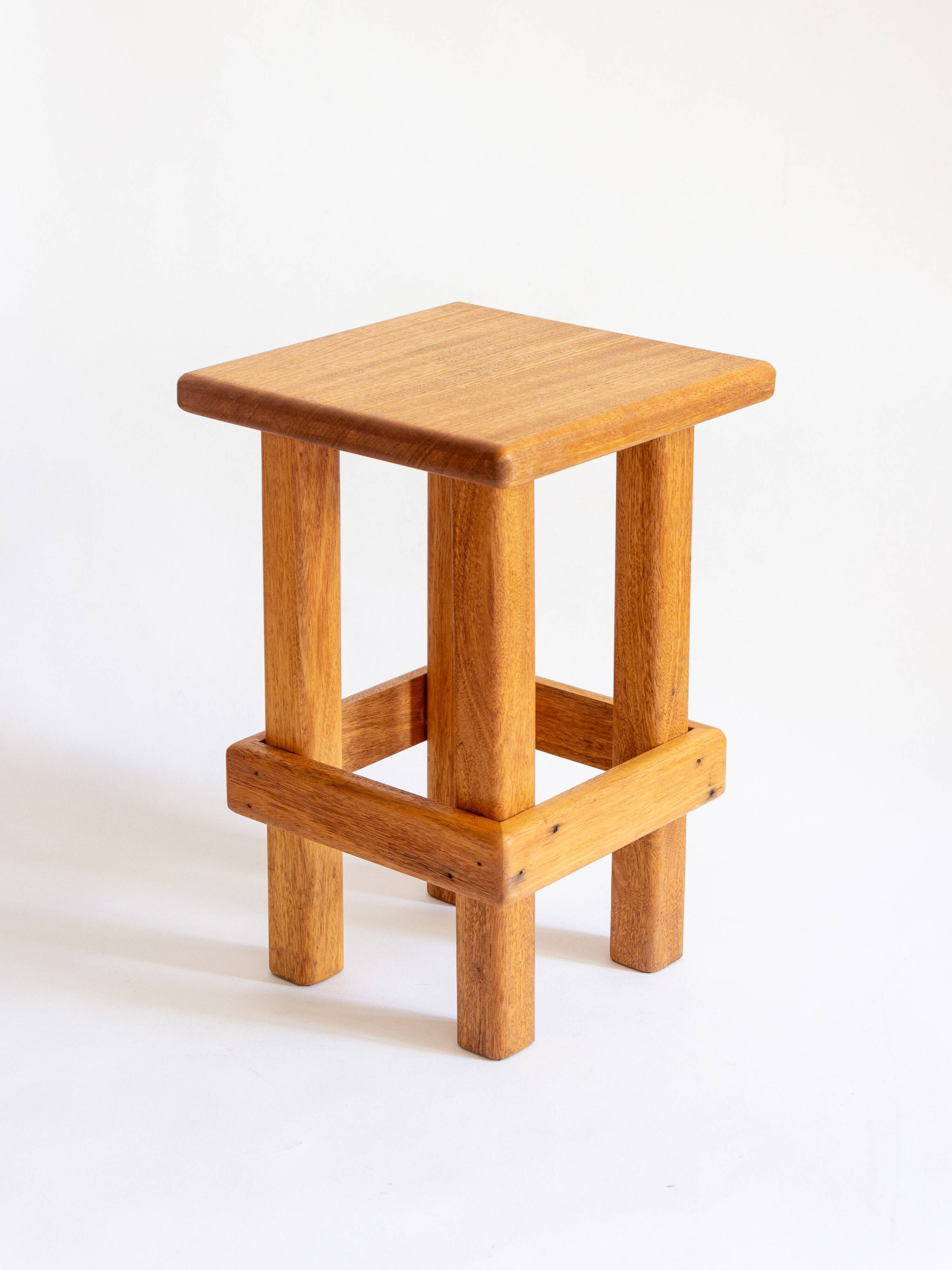 Modernist stool in framiré wood⎮70s