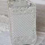 Carafe à whisky vintage en verre pressé – Bouchon gravé fleur