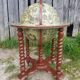 Former Bar Mappemonde Structure Wood Torsadé - Globe Metal Turning Vintage
