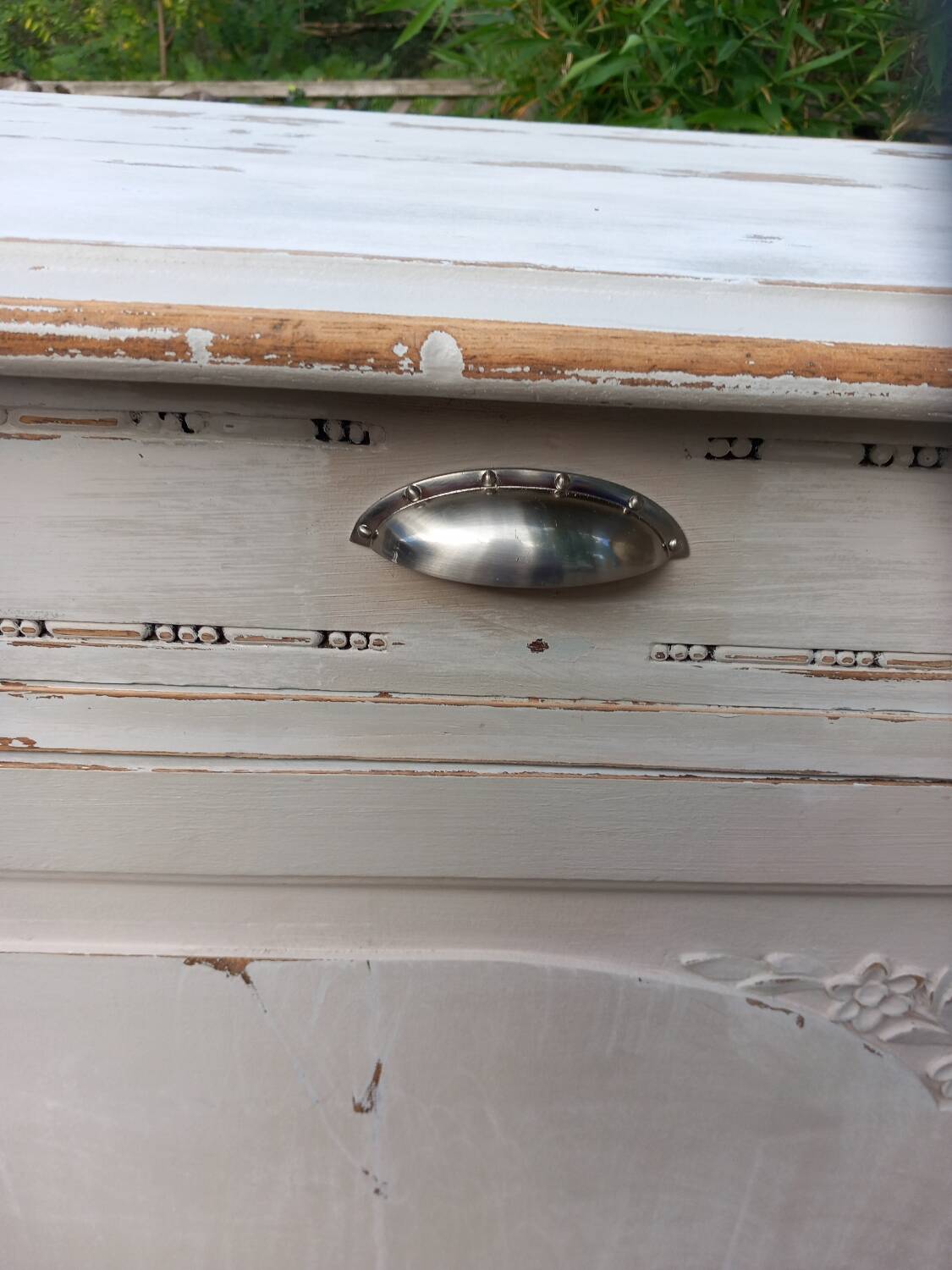 Old low sideboard in solid wood