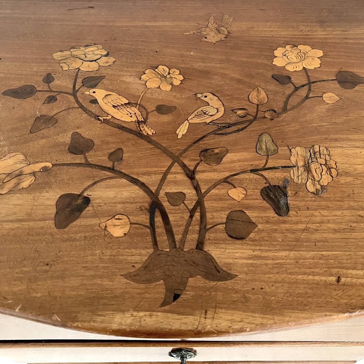 Louis XV style cherry wood bedside table with cabriole legs