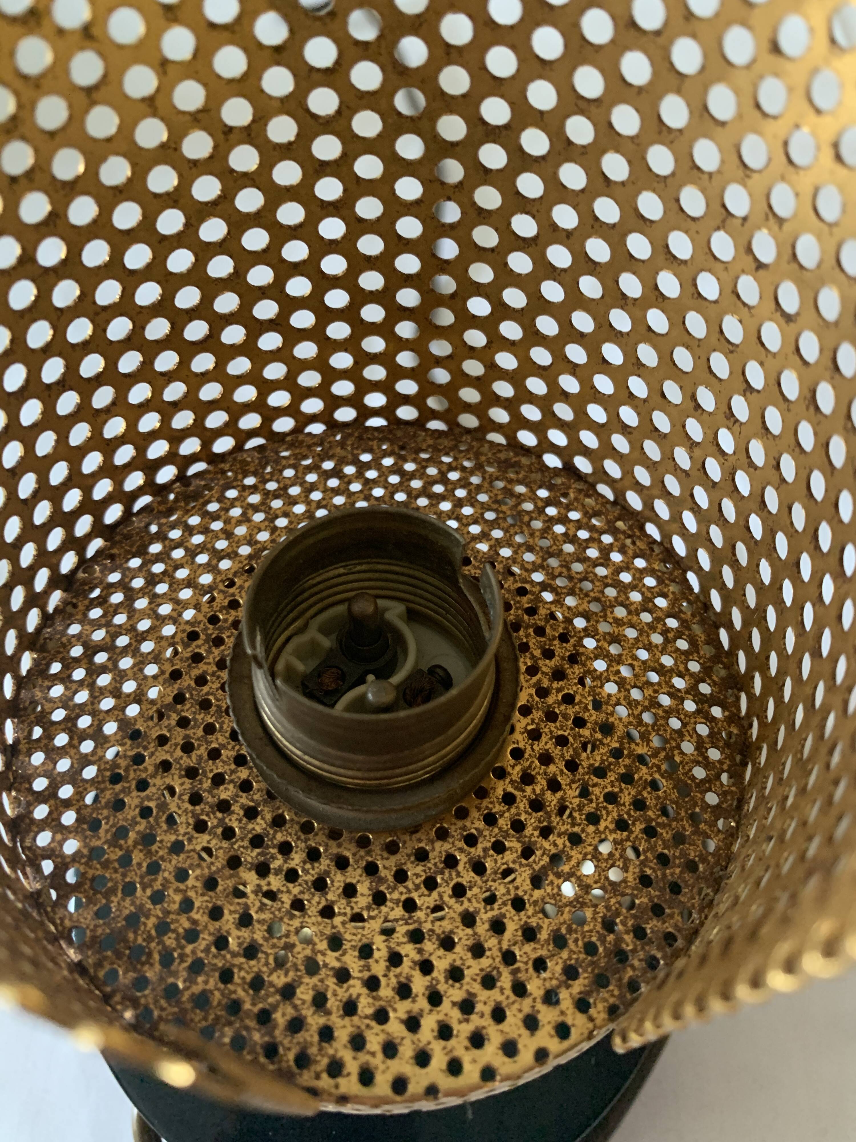 Perforated metal night light.