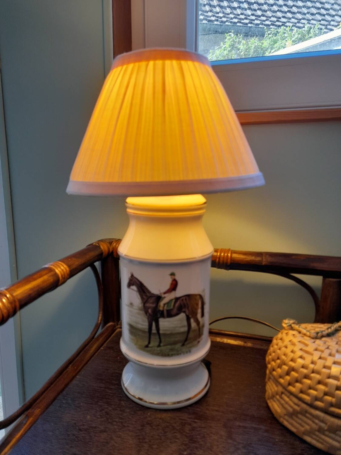 Ceramic horse riding lamp