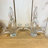 Pair of Vannes crystal candlesticks