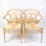 Ensemble de quatre chaises Wishbone, modèle Ch24, en hêtre, par Hans J. Wegner