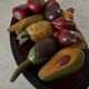 Vintage wooden fruit platter