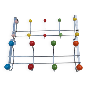 2 portes manteaux vintage chrome et boules de plastique couleur