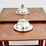 Individual butter dish in silver metal leaf decoration