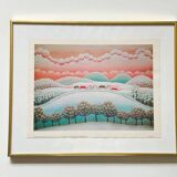 Art print by I. Rabuzin: "Naïve Landscape" Vintage 70s