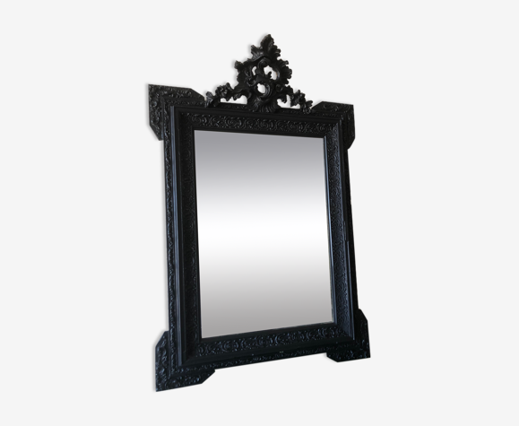 Miroir ancien patine noire 65x96cm