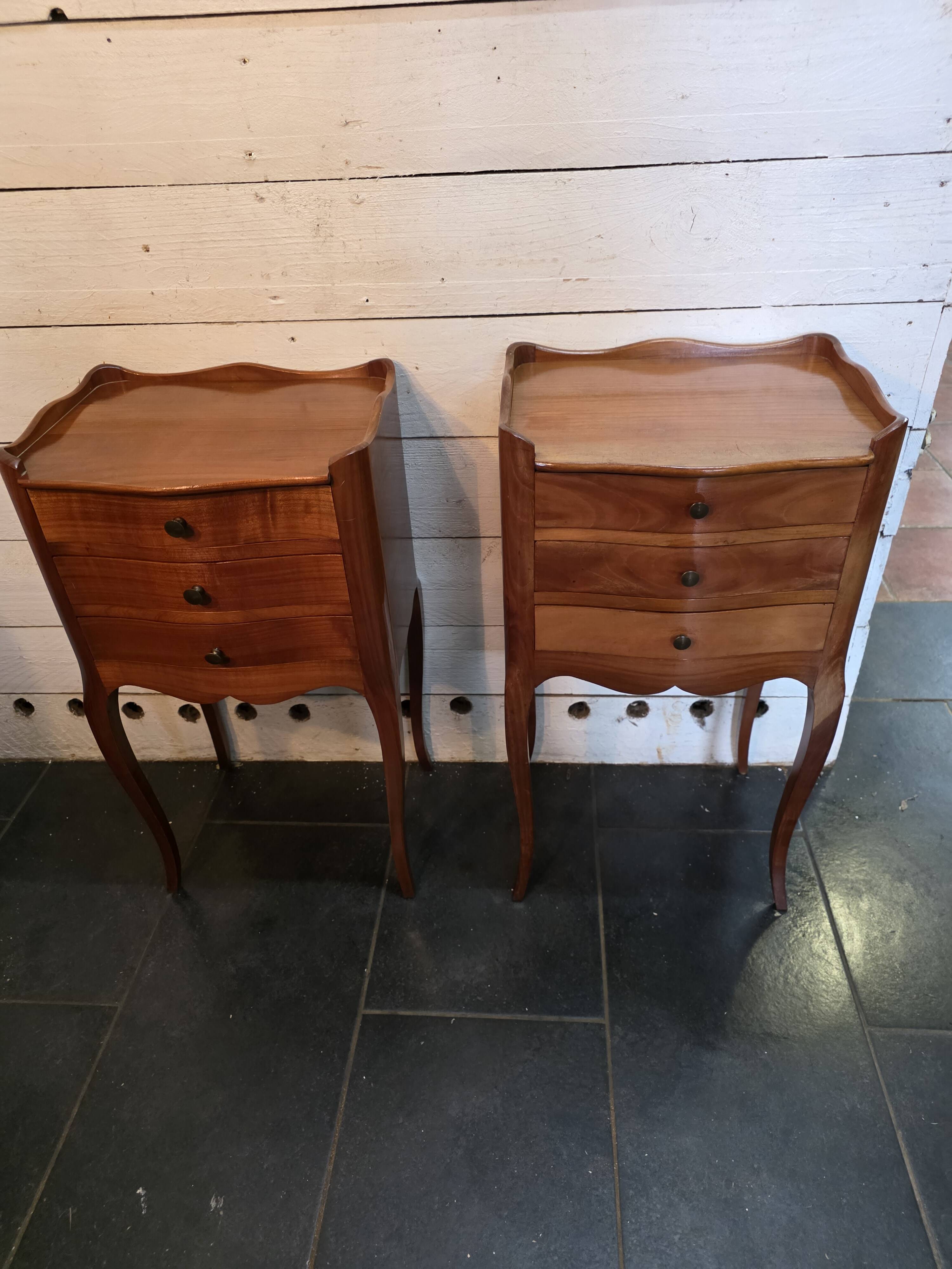 Pair of Louis XV style cherrywood bedside tables