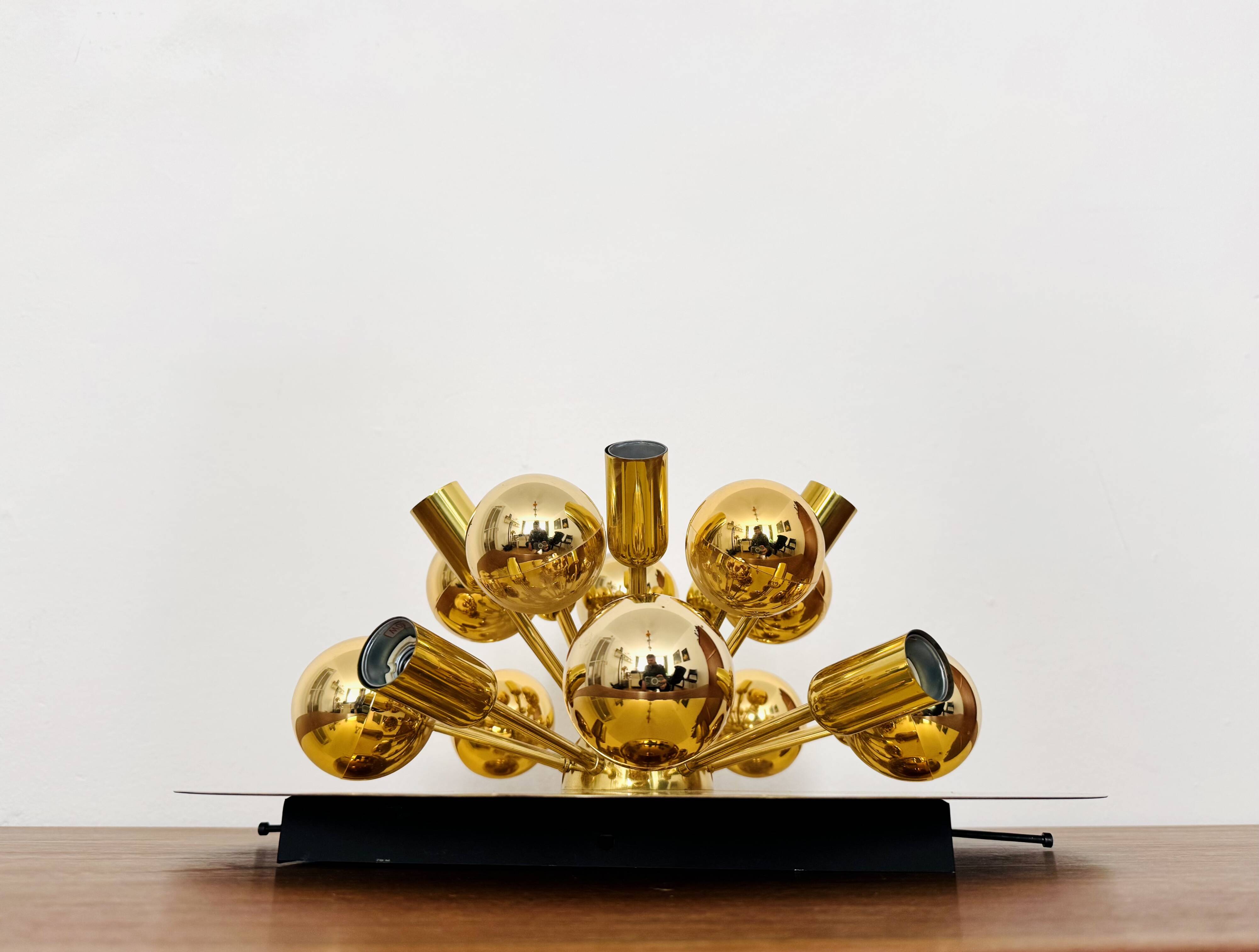 Set of 2 Amazing Golden Sputnik Wall or Flush Lamps by Cosack