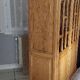 Parisian glass-fronted cabinet, Art Deco vintage bookshelf, solid oak furniture.