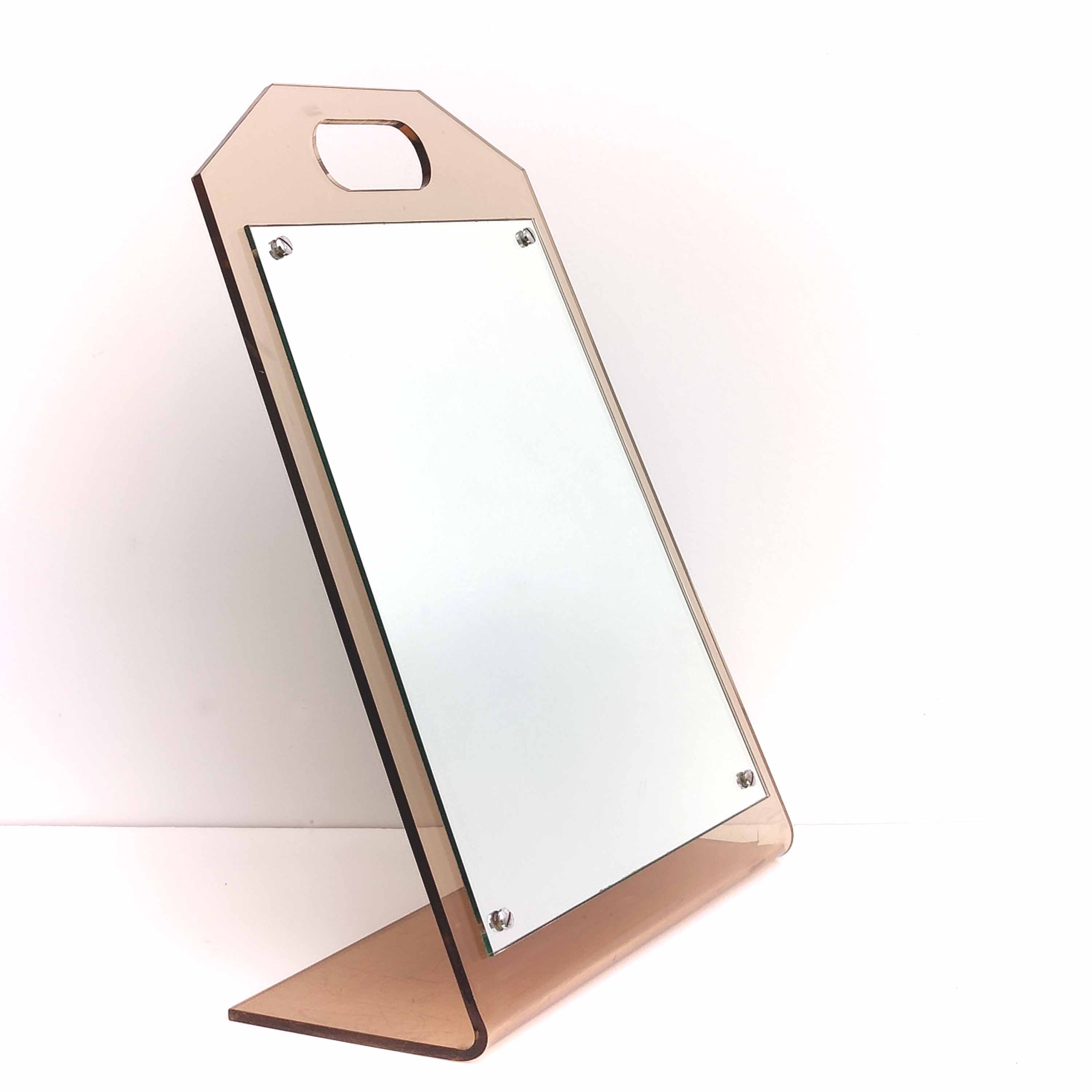 Mirror dressing table inclined plexiglass 70s trapezoid shape
