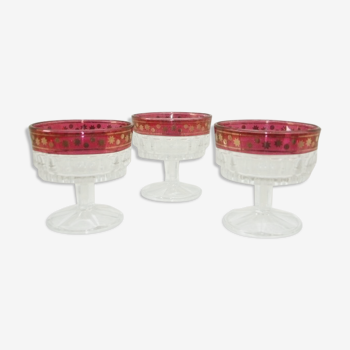 Lot 3 vintage glass cups from the 1950s