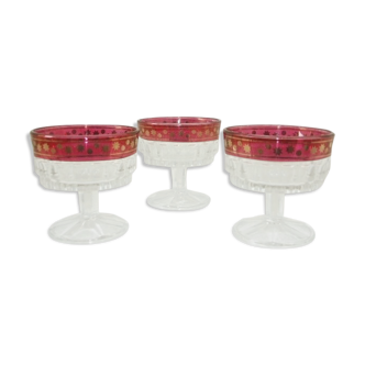 Lot 3 vintage glass cups from the 1950s