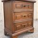 Vintage bedside cabinet with three drawers in moulded wood, Louis XV style.