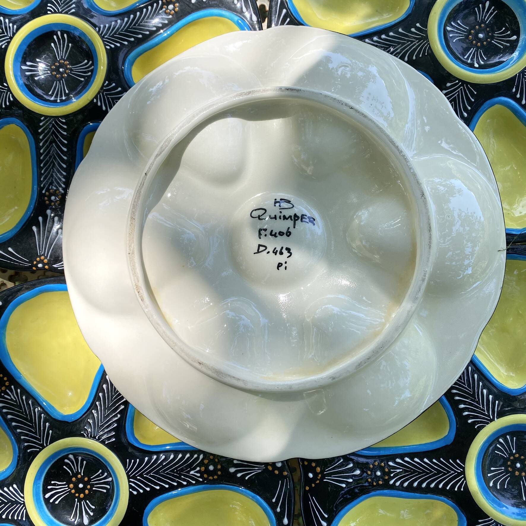 Oyster plates Quimper tableware or wall decoration