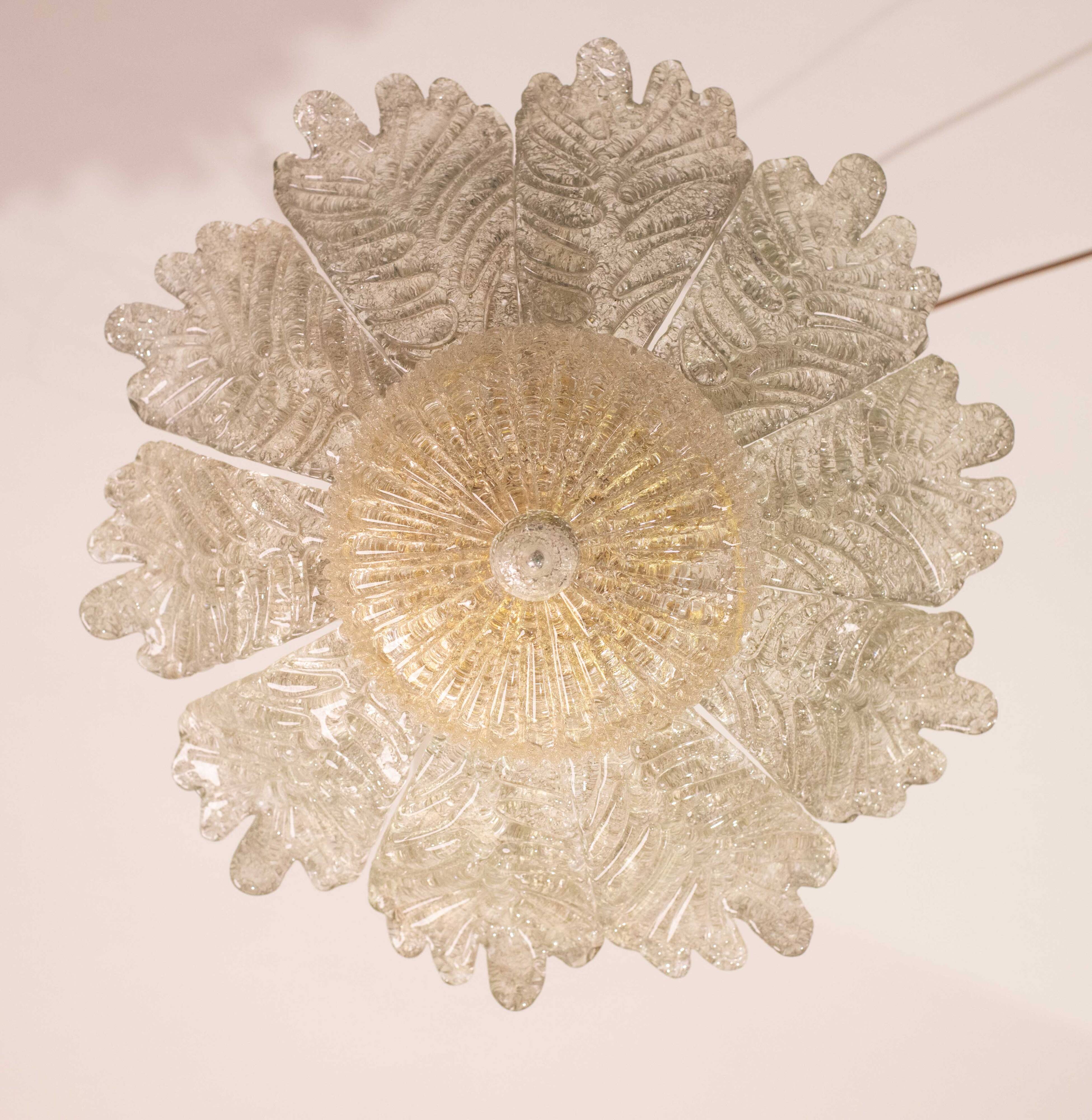 Splendid Amber Italian Murano Glass Ceiling Light, 1970s