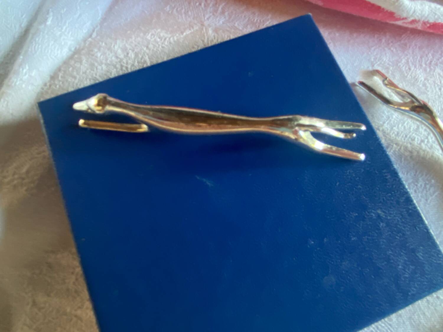 Set of 6 greyhound knife holders in silver metal