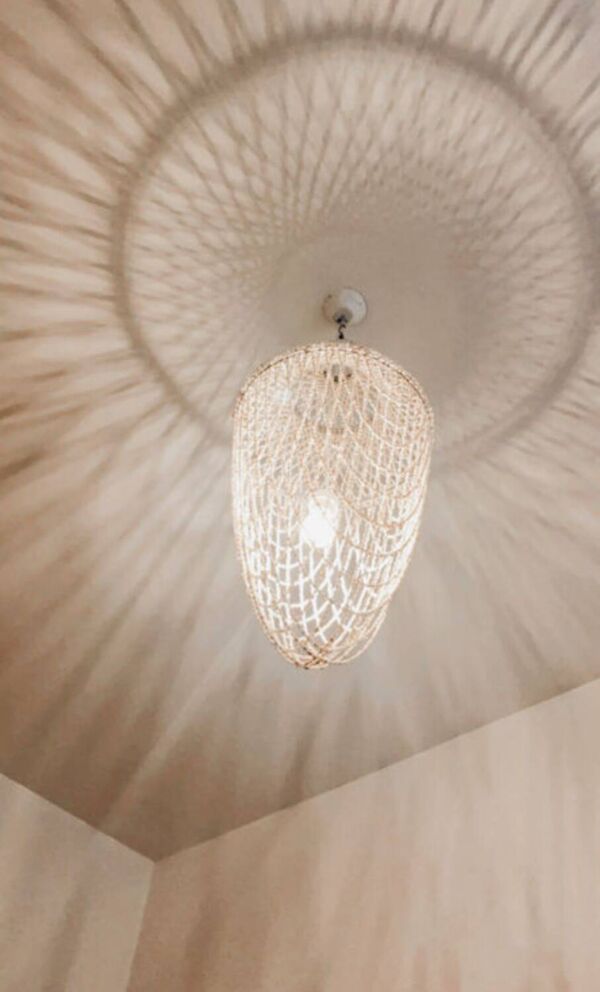 Lustre suspension coquillages chandelier bohème vintage