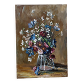Huile sur panneau ancienne, Nature morte signée