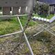 Pair of iron and old wood garden chairs
