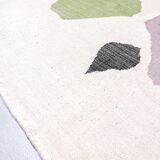 Ecru Moroccan Berber kilim with colorful patterns, 3.10x1.92m