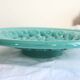 Large vintage turquoise ceramic bowl – Openwork braided pattern