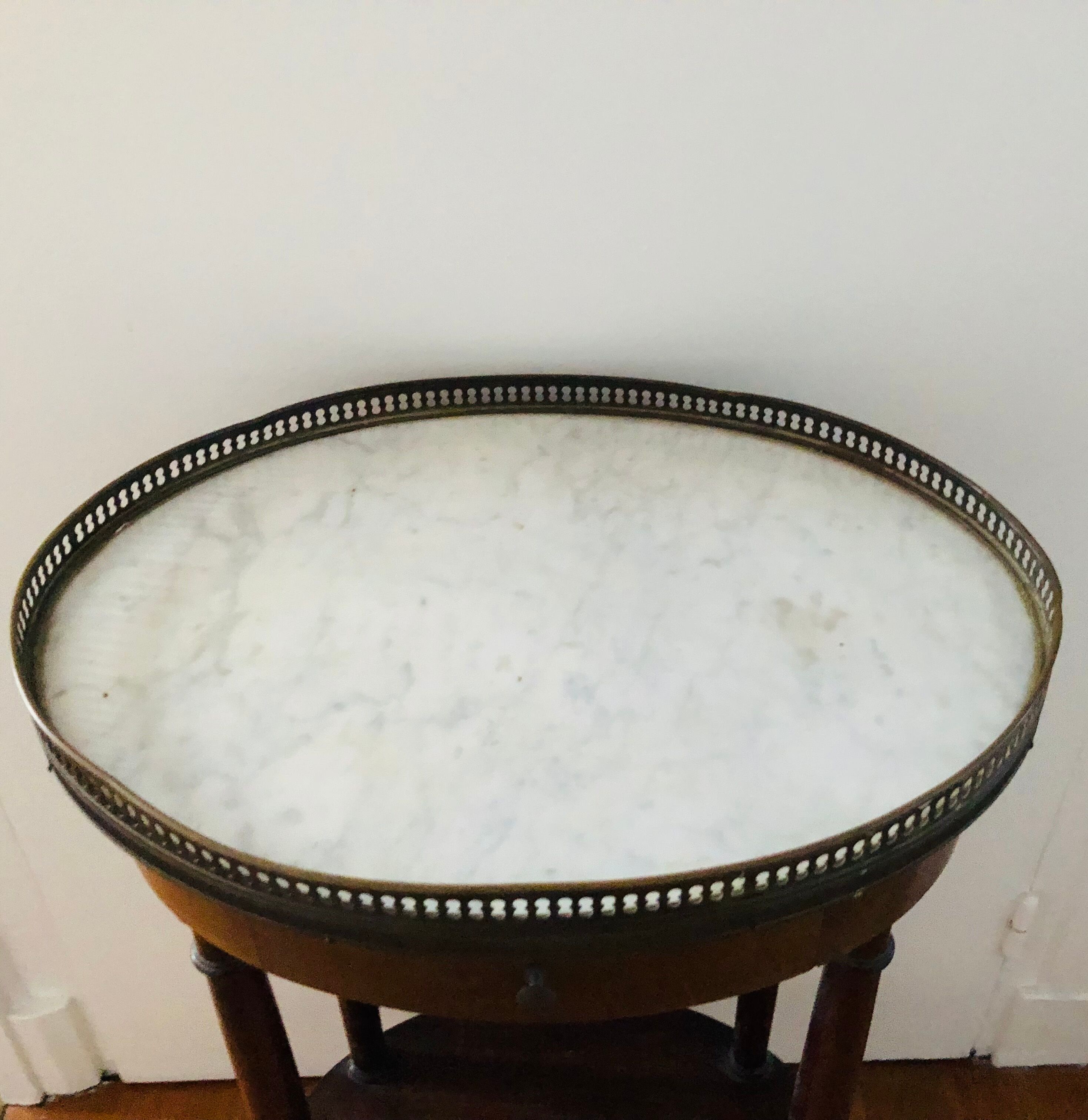 Pedestal table on marble