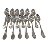 12 silver-plated metal soup spoons, Ercuis Dubarry model.