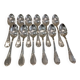 12 silver-plated metal soup spoons, Ercuis Dubarry model.