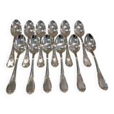 12 silver-plated metal soup spoons, Ercuis Dubarry model.