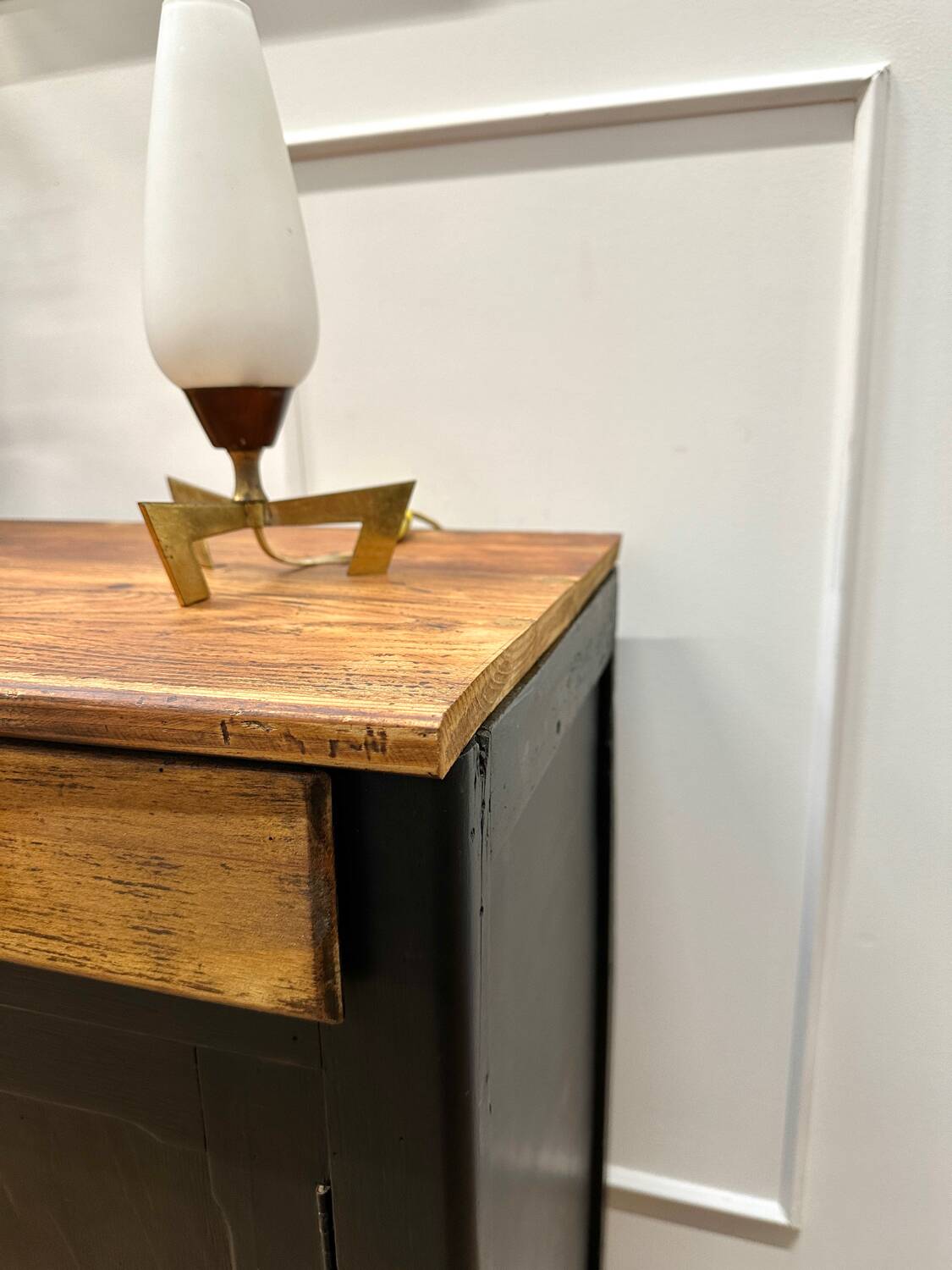 Parisian black and wood sideboard