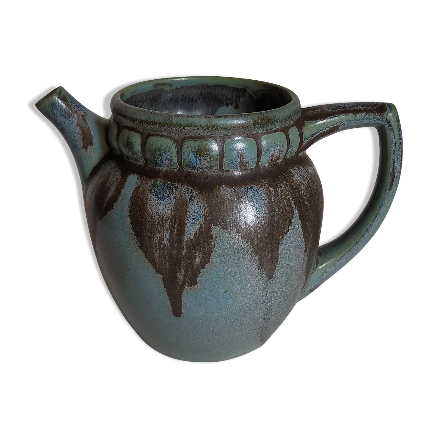 Denbac art-deco pitcher in flammé sandstone