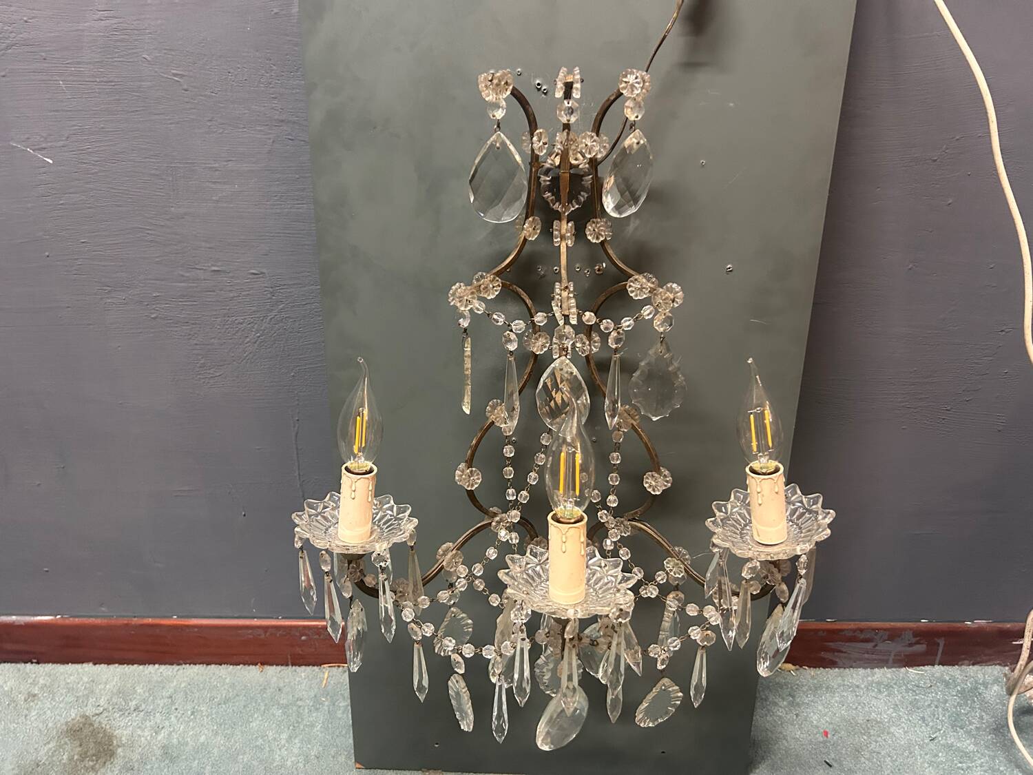 Vintage Crystal Wall Sconces, Italy, 1960s - Set of 2