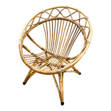 60's rattan shell armchair